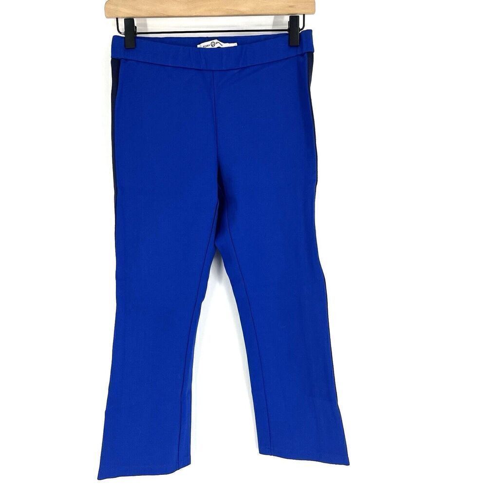Tory Burch Sport Pants Size Small Women Blue Crop Stretch Pull On Ponte Knit